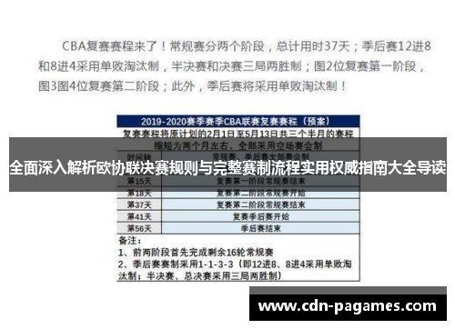 全面深入解析欧协联决赛规则与完整赛制流程实用权威指南大全导读