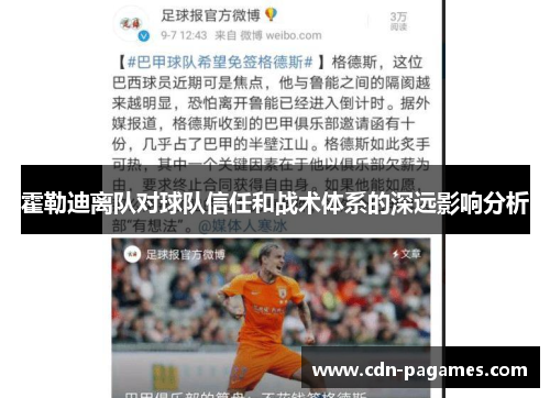 霍勒迪离队对球队信任和战术体系的深远影响分析